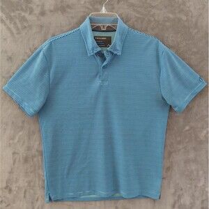 Twillory Athletic Athleisure Striped Polo Shirt Men's Medium Blue Performance